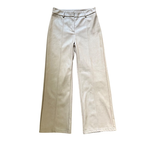 7 For All Mankind Faux Leather Wide Leg Pants Trousers Career Business - Picture 1 of 8